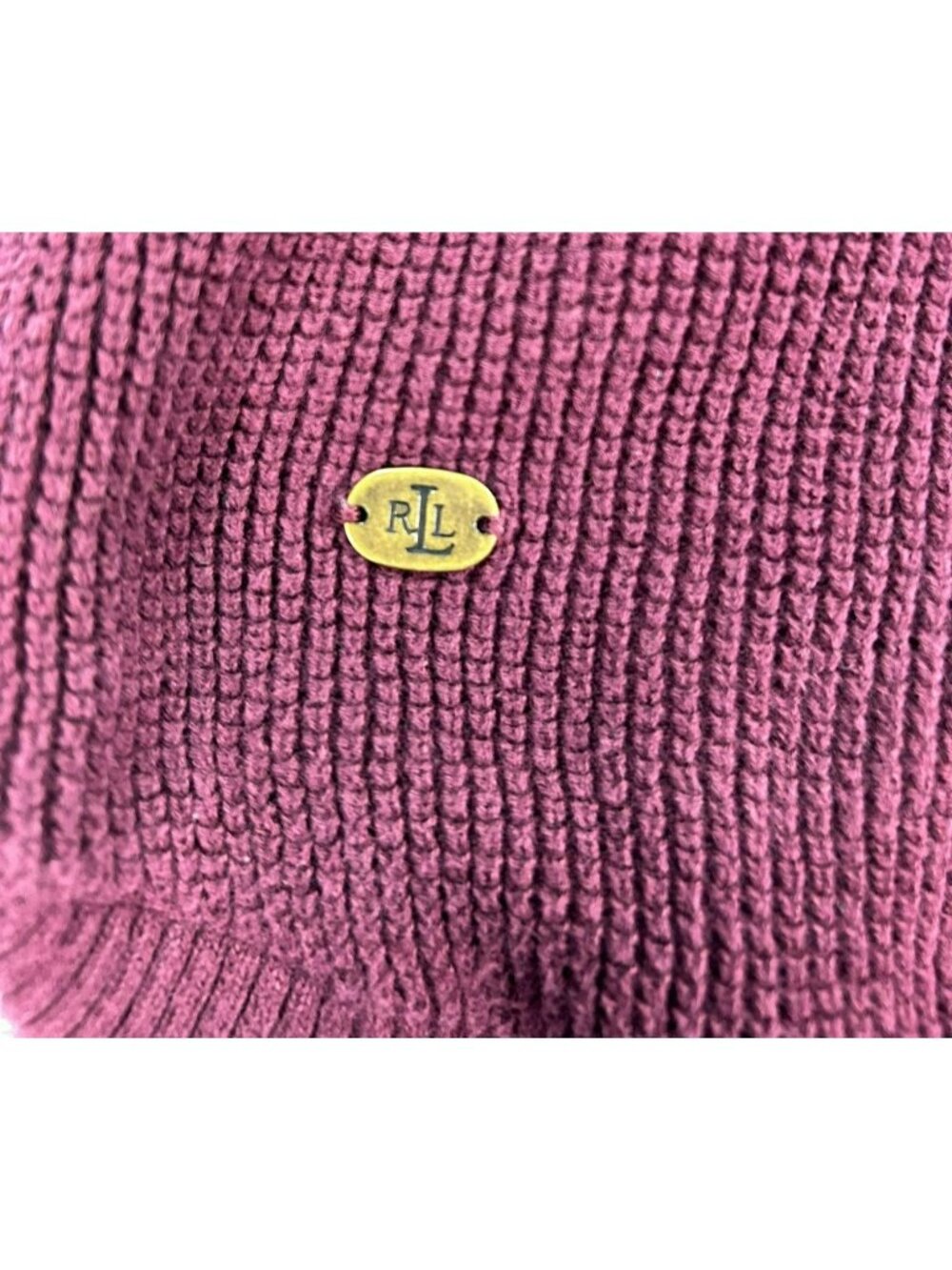 Lauren Ralph Lauren Womens Knit Hoodie Burgundy M Cotton Casual Pre-Owned - Picture 2 of 6